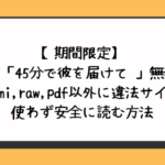 【期間限定】漫画「45分で彼を届けて 」無料でhitomi,raw,pdf以外に違法サイトを使わず安全に読む方法